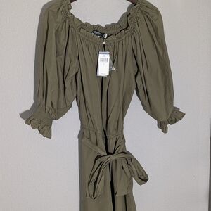 Green Off-Shoulder Dress